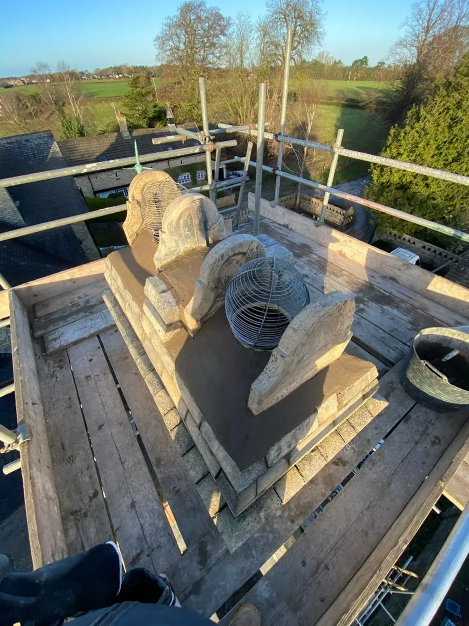 Rebuilt chimney stack in matching brick, Flint, Flintshire