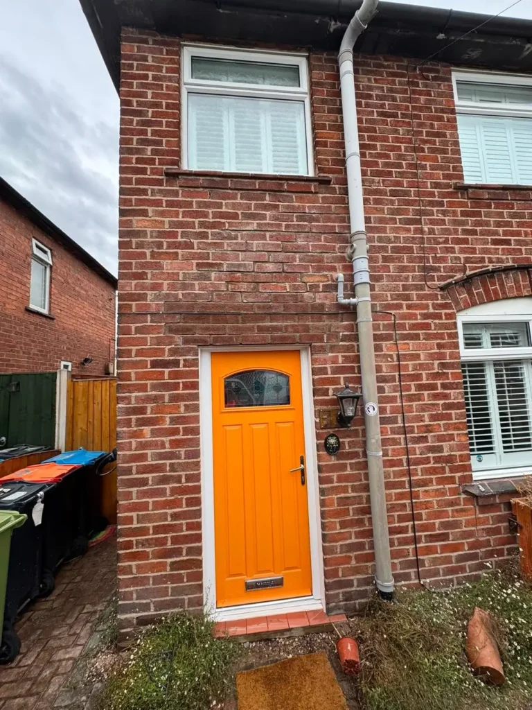 Emergency structural repairs to damaged brickwork above a front door in Chester completed