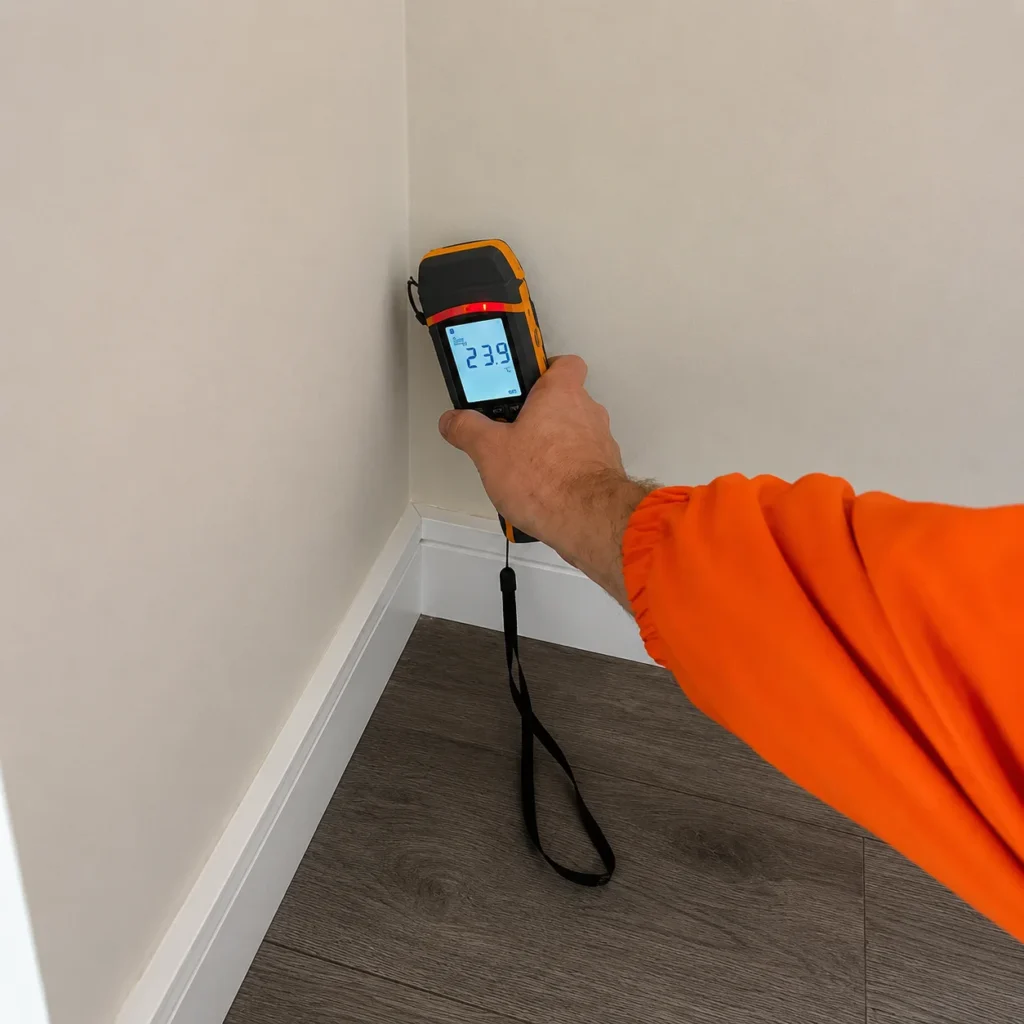 Elevated moisture reading damp survey, chester