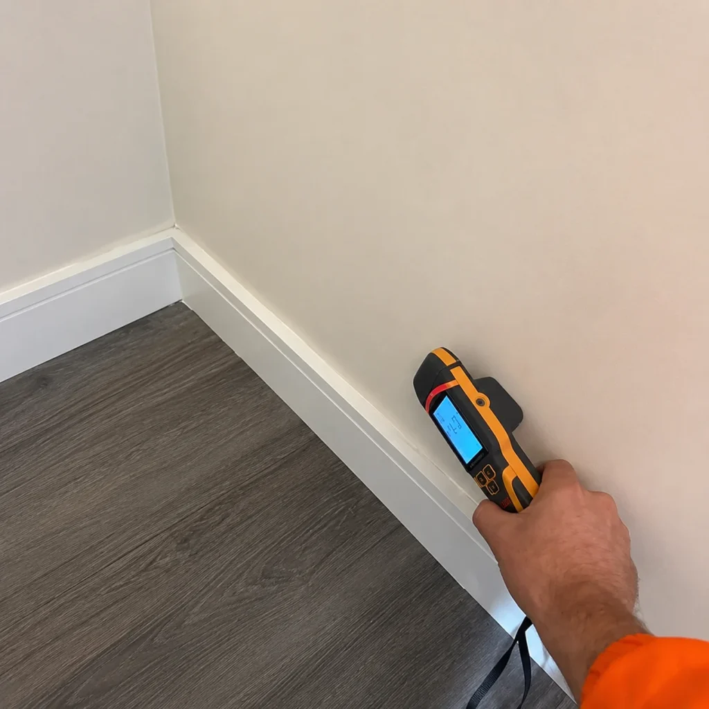 moisture meter reading damp survey, chester