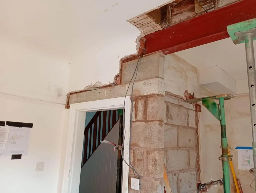 Structural alterations being carried out inside a Wirral property