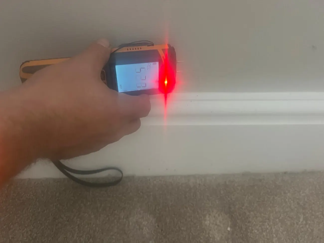 Moisture meter reading taken during a damp survey in Chester