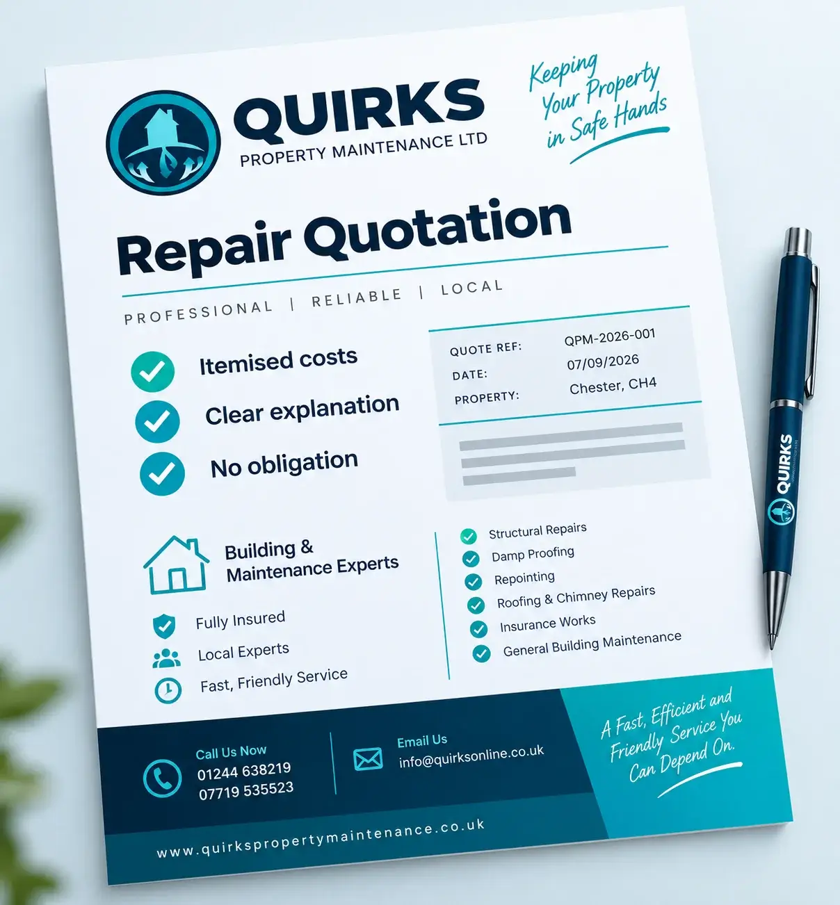 Repair quotes for Level 2 and Level 3 survey findings