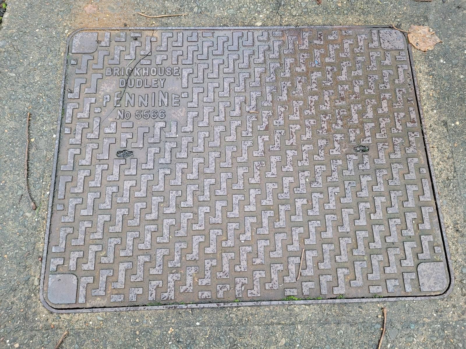 Cracked cast iron inspection chamber cover set in a path