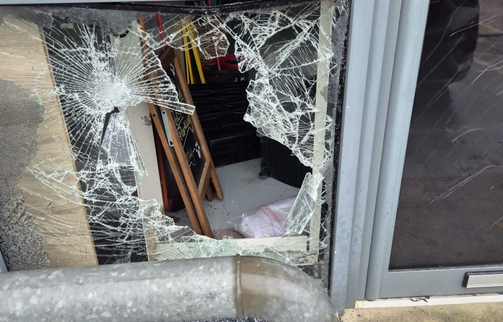 Window opening made secure after the glazing was smashed
